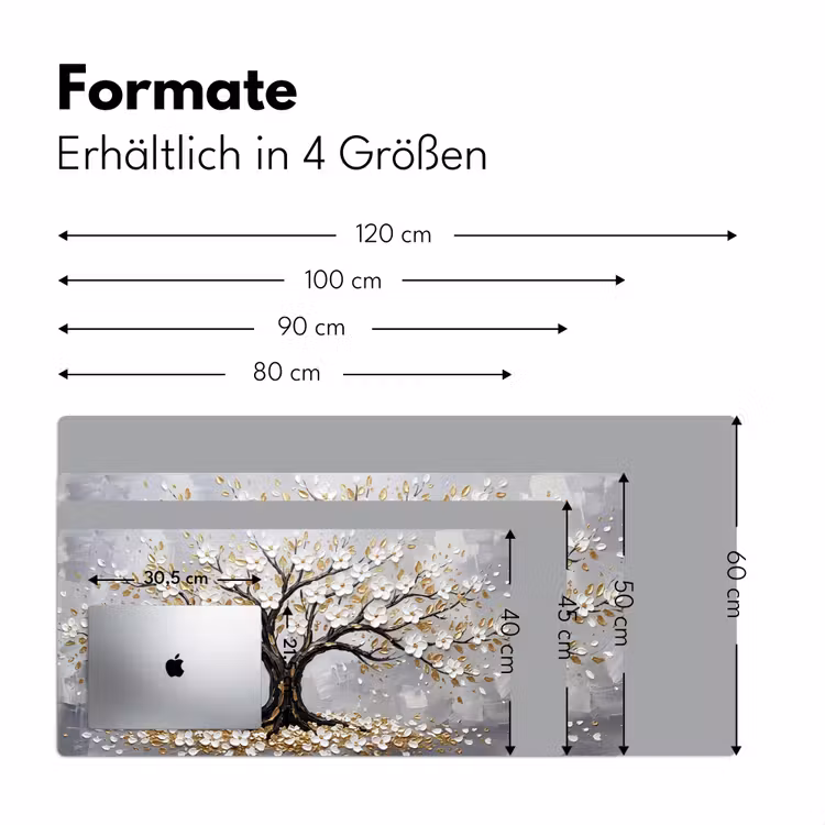 Boom - Bloemen - Natuur - Abstract - Wit Muismat XXL klein -ysfeer5_duits