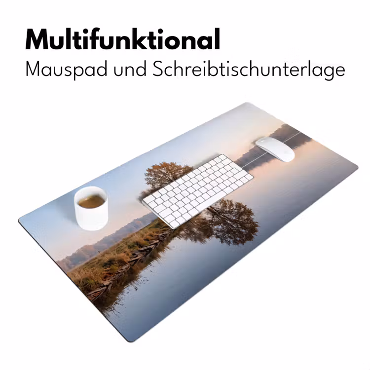 Bomen - Reflectie - Water - Zonsopgang - Serene Muismat XXL klein -ysfeer4_duits