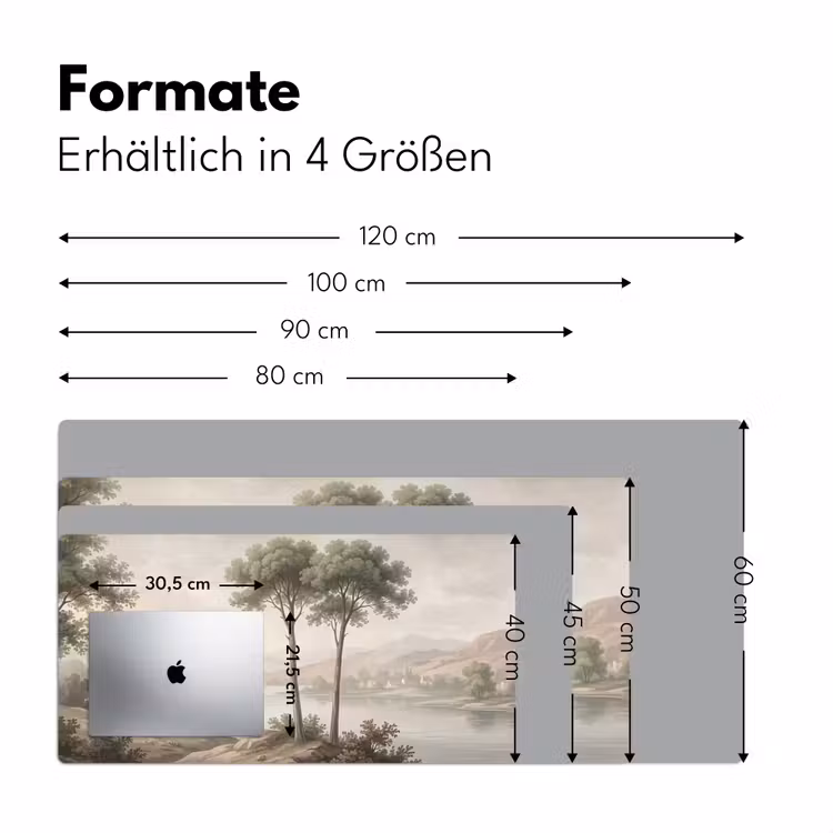 Bomen - Meer - Bergen - Illustratie Muismat XXL klein -ysfeer5_duits