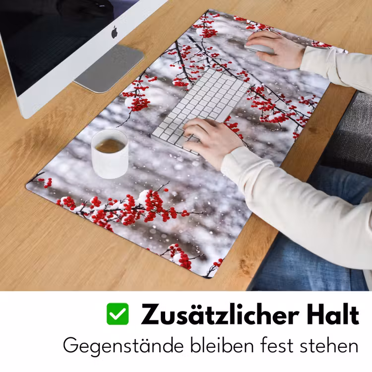 Bessen - Takken - Sneeuw - Winter - Kleurrijk Muismat XXL klein -ysfeer3_duits