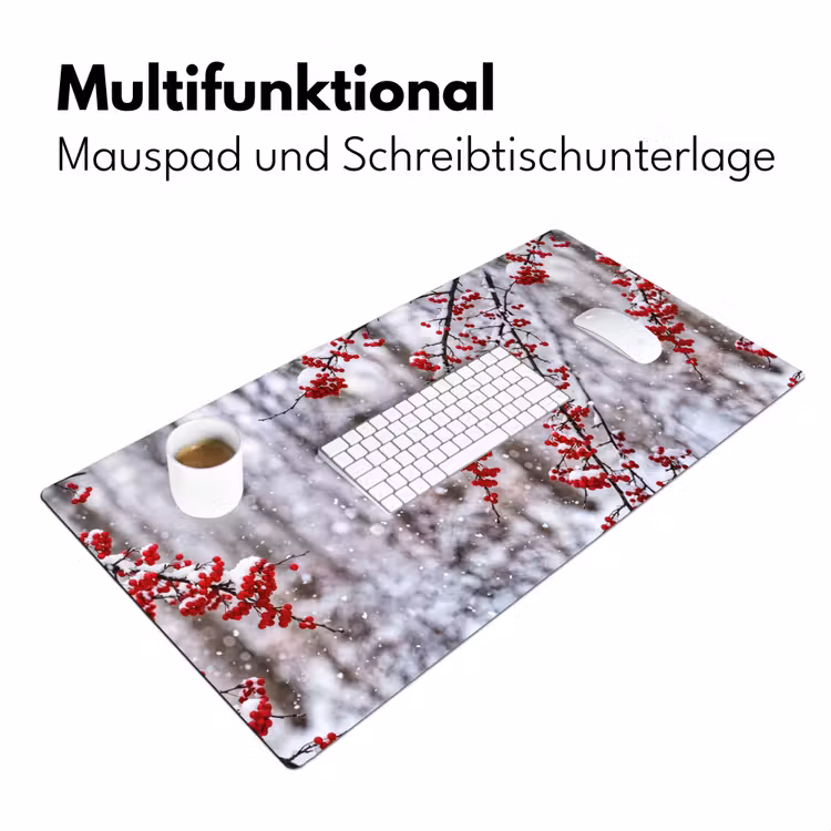 Bessen - Takken - Sneeuw - Winter - Kleurrijk Muismat XXL klein -ysfeer4_duits