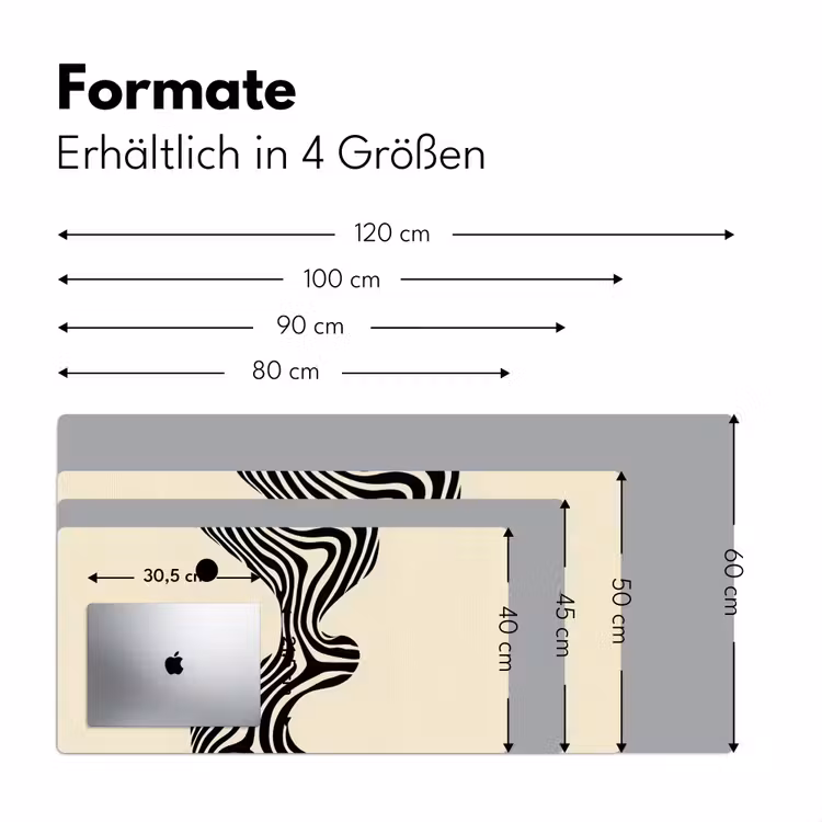 Beige - Lijnen - Golvend - Abstract Muismat XXL klein -ysfeer5_duits