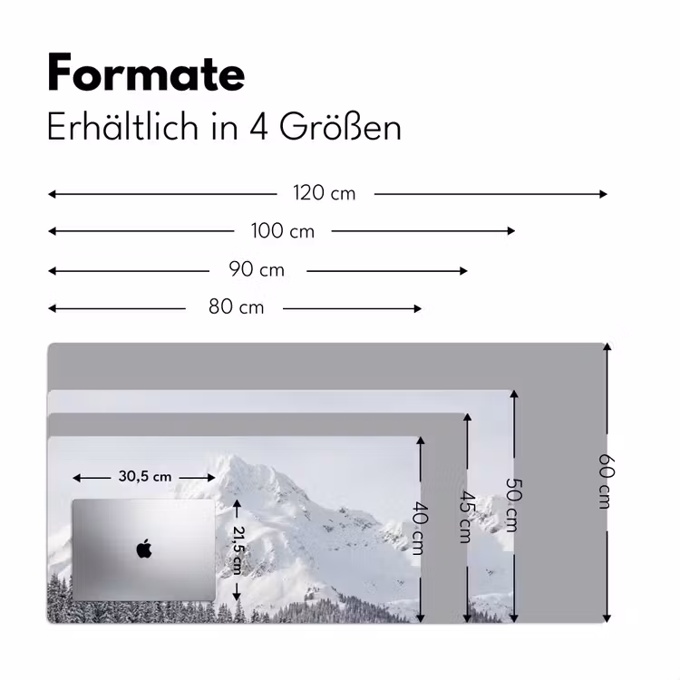 Berg - Sneeuw - Winter - Natuur - Wit Muismat XXL klein -ysfeer5_duits