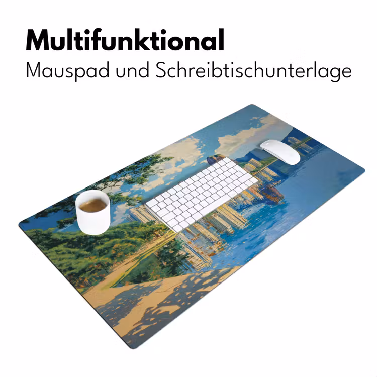 Berg - Skyline - Strand - Water Muismat XXL klein -ysfeer4_duits