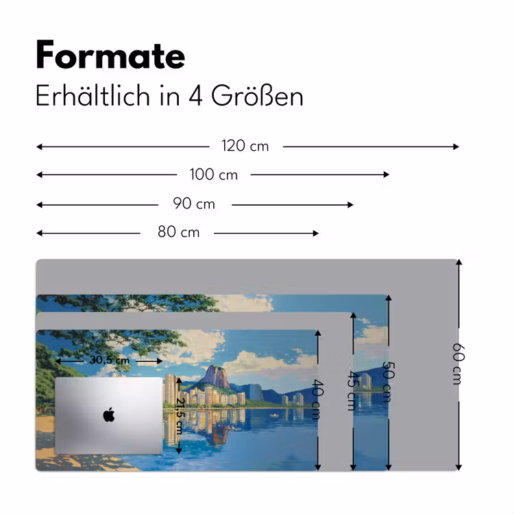 Berg - Skyline - Strand - Water Muismat XXL klein -ysfeer5_duits