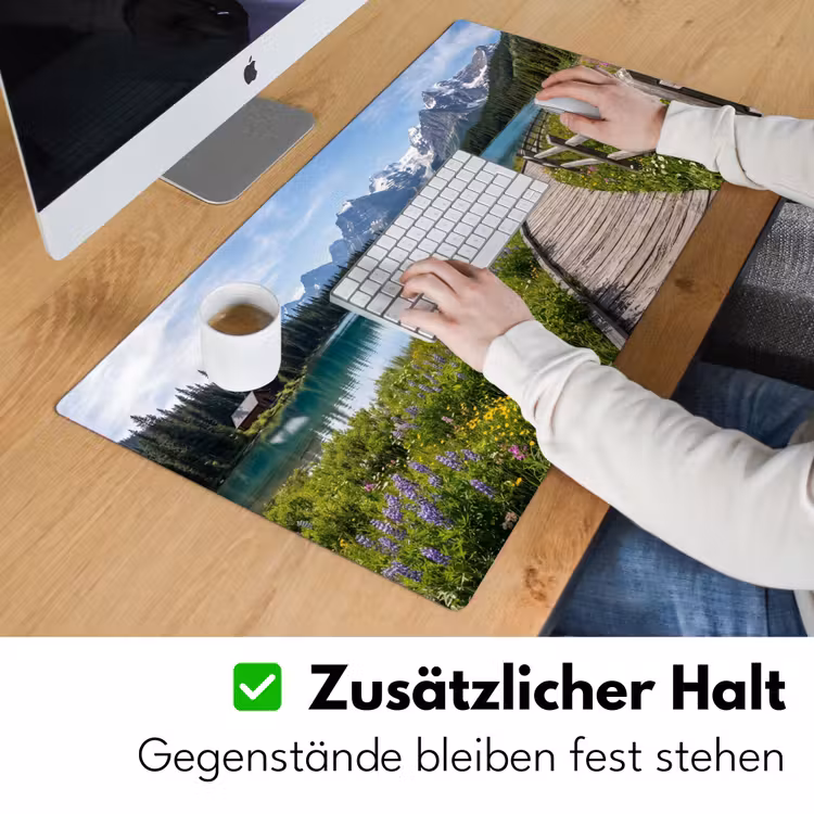 Bergen - Meer - Landschap - Blauw Muismat XXL klein -ysfeer3_duits