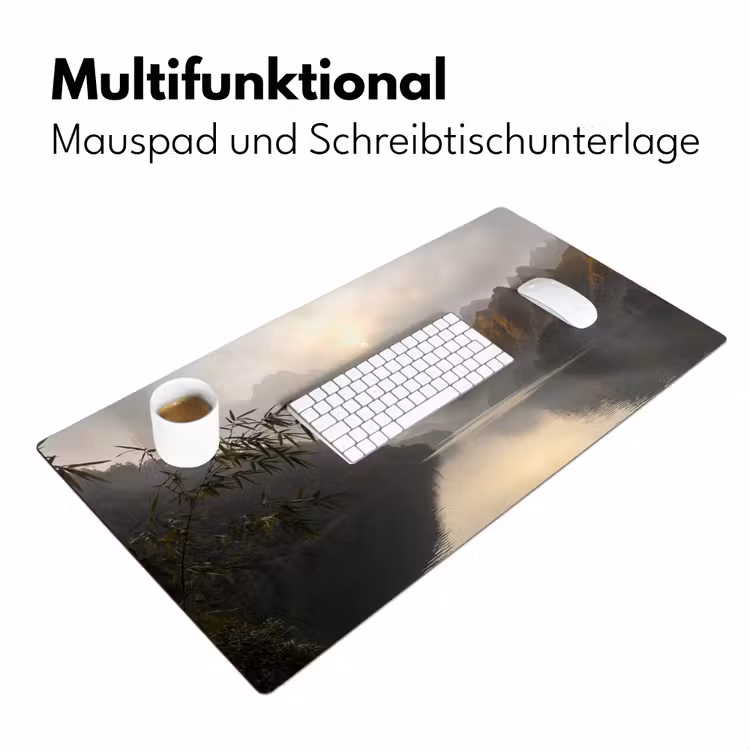 Bergen - Water - Mist - Natuur - Landschap Muismat XXL klein -ysfeer4_duits