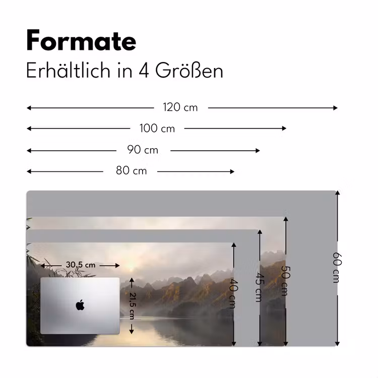 Bergen - Water - Mist - Natuur - Landschap Muismat XXL klein -ysfeer5_duits