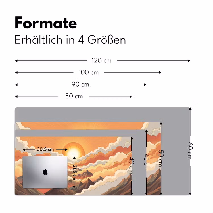 Bergen - Wolken - Natuur - Zonsopgang - Oranje Muismat XXL klein -ysfeer5_duits