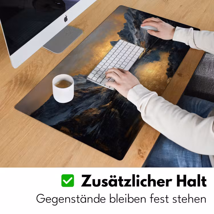 Berglandschap met Gouden Zonsondergang Muismat XXL klein -ysfeer3_duits