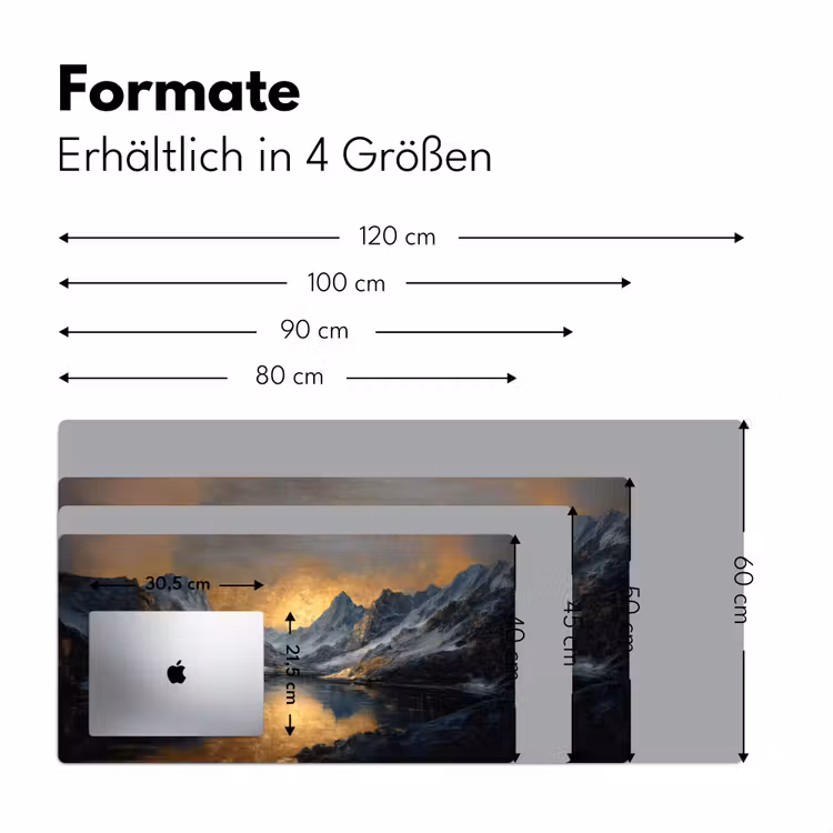 Berglandschap met Gouden Zonsondergang Muismat XXL klein -ysfeer5_duits