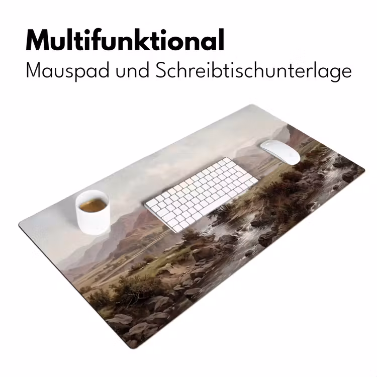 Berglandschap - Meer - Bergen - Vallei - Klassiek Muismat XXL klein -ysfeer4_duits