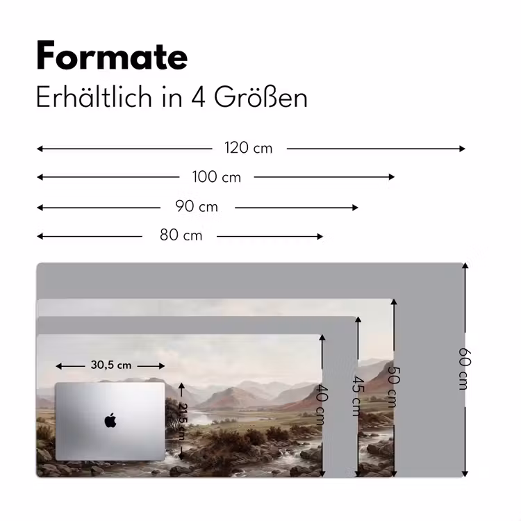 Berglandschap - Meer - Bergen - Vallei - Klassiek Muismat XXL klein -ysfeer5_duits