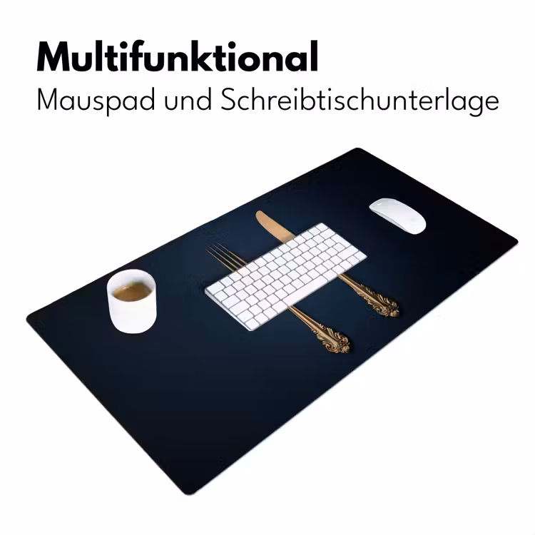 Bestek - Donkerblauw - Goud Muismat XXL klein -ysfeer4_duits