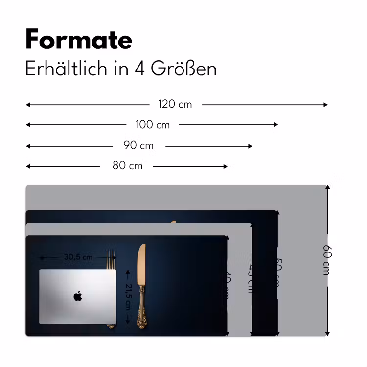 Bestek - Donkerblauw - Goud Muismat XXL klein -ysfeer5_duits