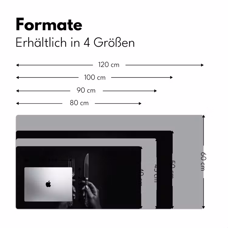 Bestek - Zwart - Wit Muismat XXL klein -ysfeer5_duits