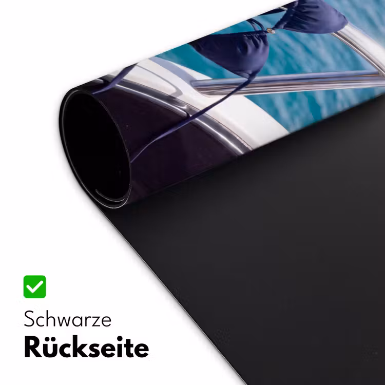 Schreibtischunterlage - Bikini – Geländer – Meer – Sommer – Blau - Bikini - Reling - Zee - Zomer - Blauw Muismat XXL klein