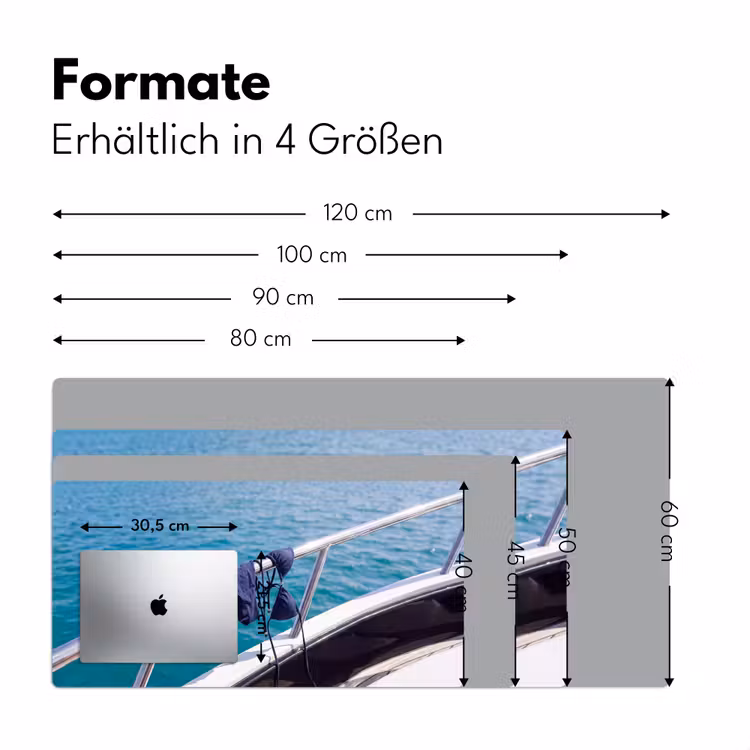 Schreibtischunterlage - Bikini – Geländer – Meer – Sommer – Blau - Bikini - Reling - Zee - Zomer - Blauw Muismat XXL klein