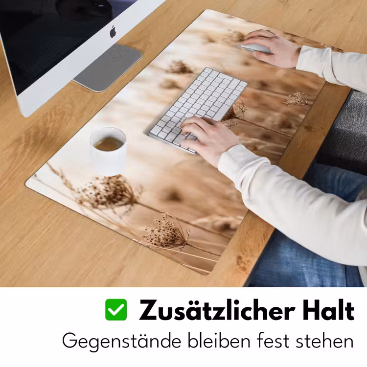 Schermbloem - Droogbloem - Winter - Beige - Minimalistisch Muismat XXL klein -ysfeer3_duits