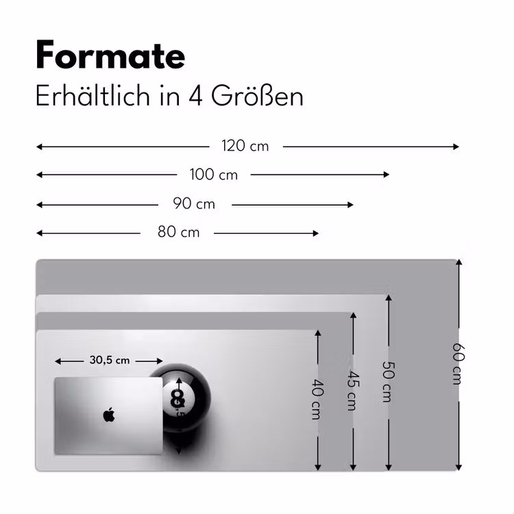 Biljartbal - Getal - Acht - Wit Muismat XXL klein -ysfeer5_duits