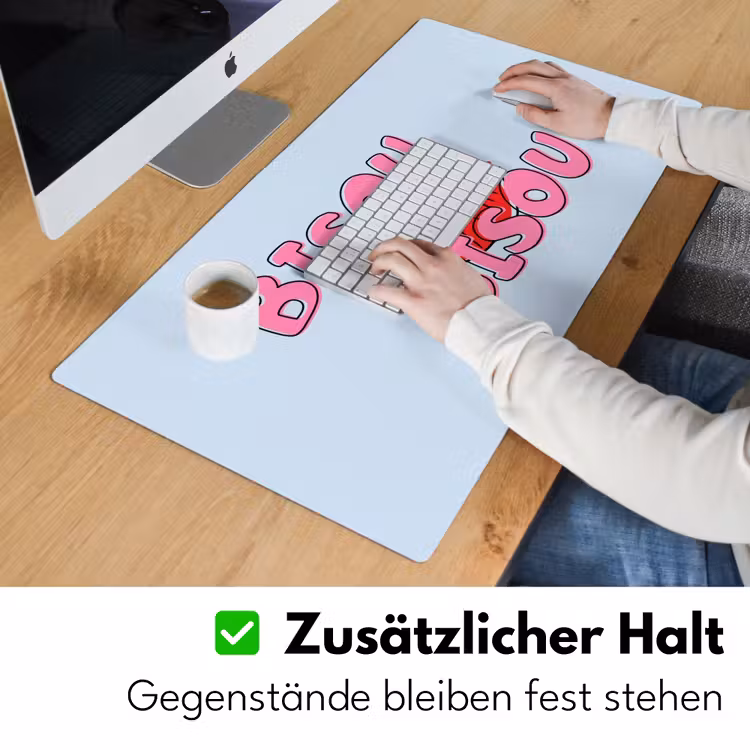 Bisou - Blauw - Roze - Lippen Muismat XXL klein -ysfeer3_duits