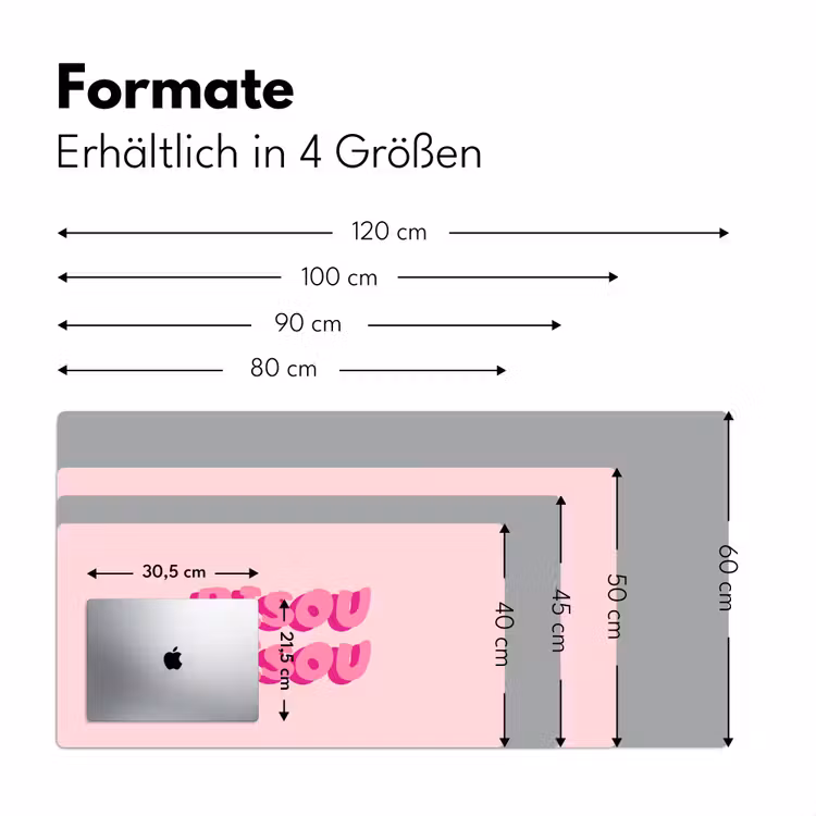 Bisou - Roze - Dikke letters Muismat XXL klein -ysfeer5_duits