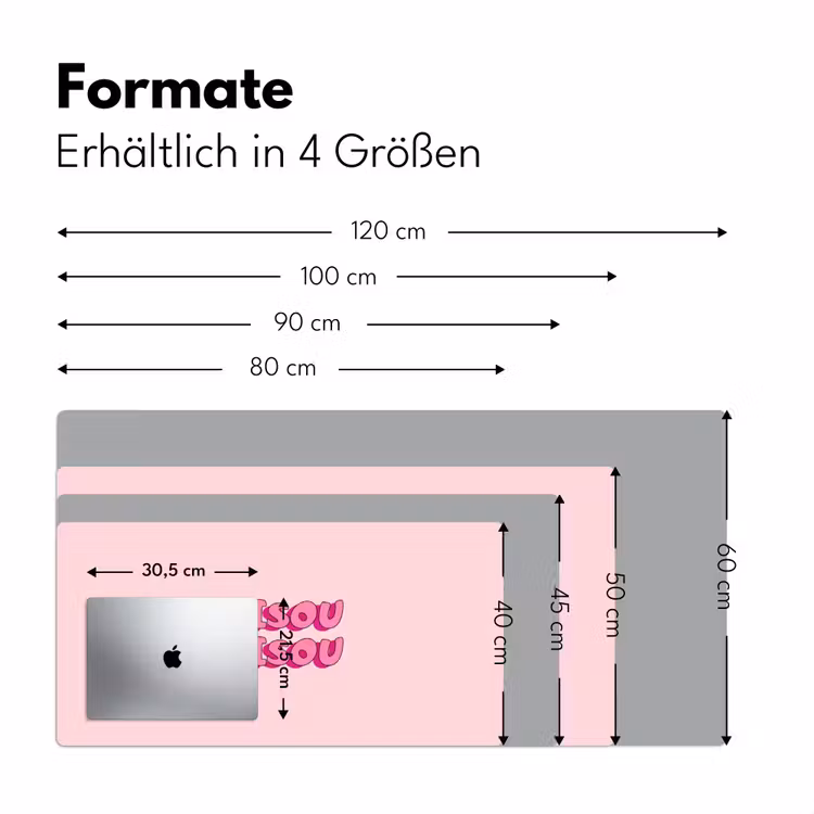 Bisou - Roze - Schaduw Muismat XXL klein -ysfeer5_duits