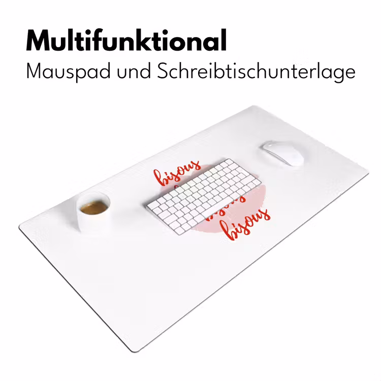 Bisous - Lip - Wit - Rood Muismat XXL klein -ysfeer4_duits