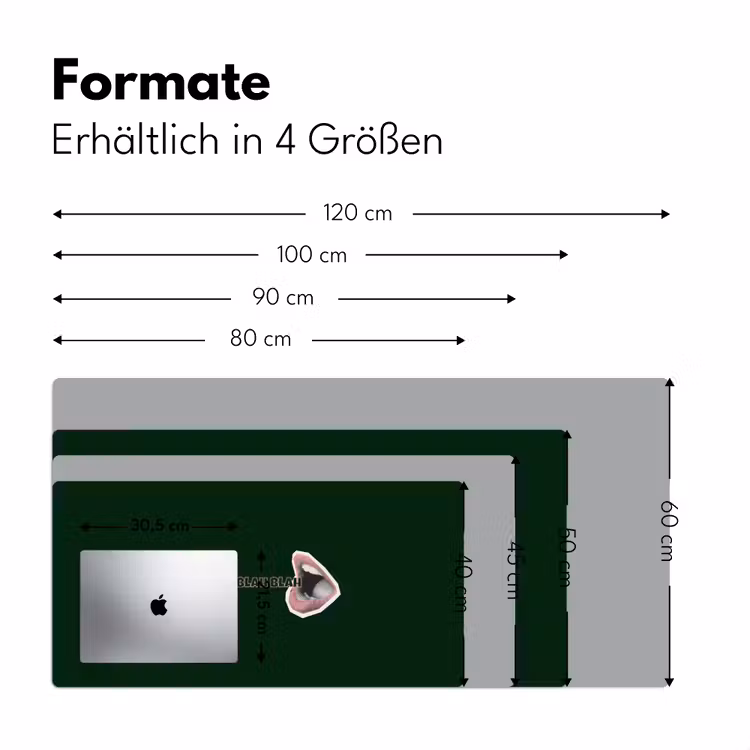 BLAH BLAH BLAH - Mond - Groen Muismat XXL klein -ysfeer5_duits