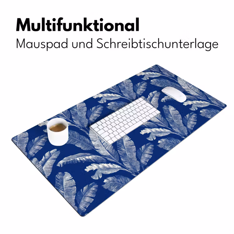 Blad - Palm - Blauw Muismat XXL klein 681 -ysfeer4_duits