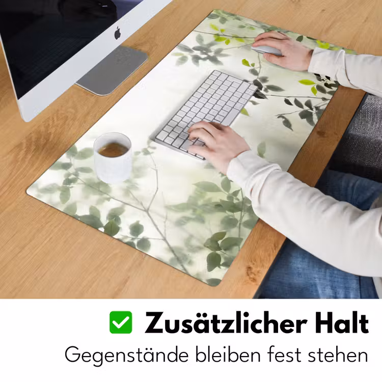 Blad - Schaduw - Natuur - Abstract - Groen Muismat XXL klein -ysfeer3_duits