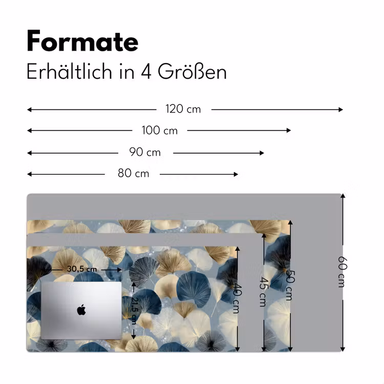 Bladeren - Abstract - Goud - Blauw Muismat XXL klein -ysfeer5_duits