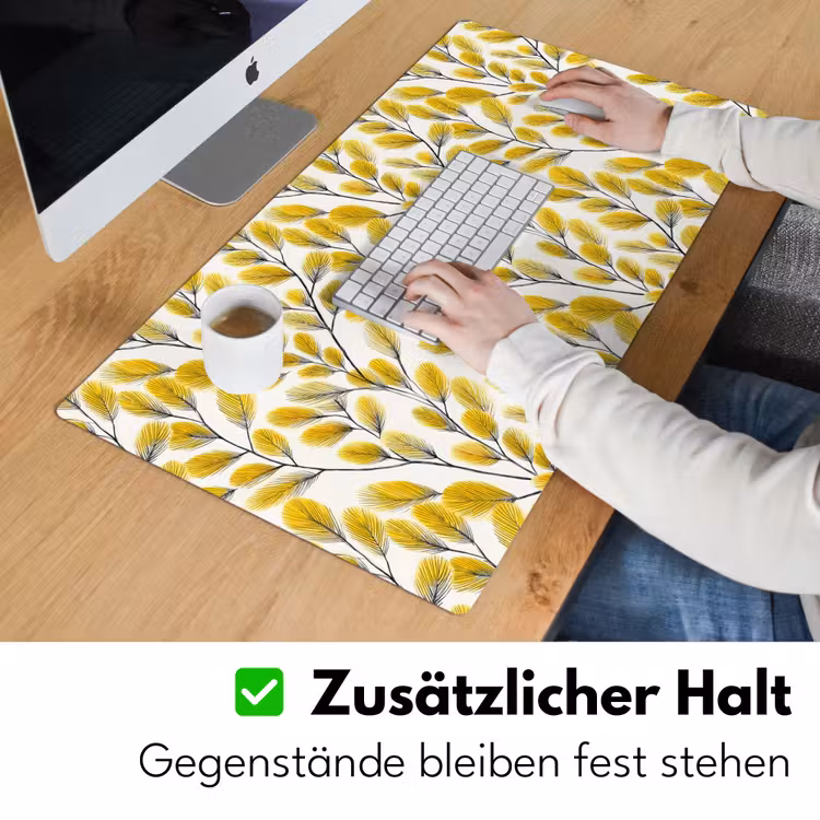 Bladeren - Botanisch - Elegant - Geel - Zwart Muismat XXL klein 681 -ysfeer3_duits