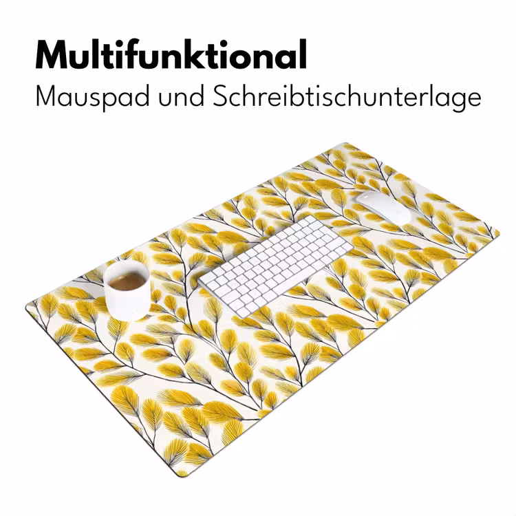 Bladeren - Botanisch - Elegant - Geel - Zwart Muismat XXL klein 681 -ysfeer4_duits