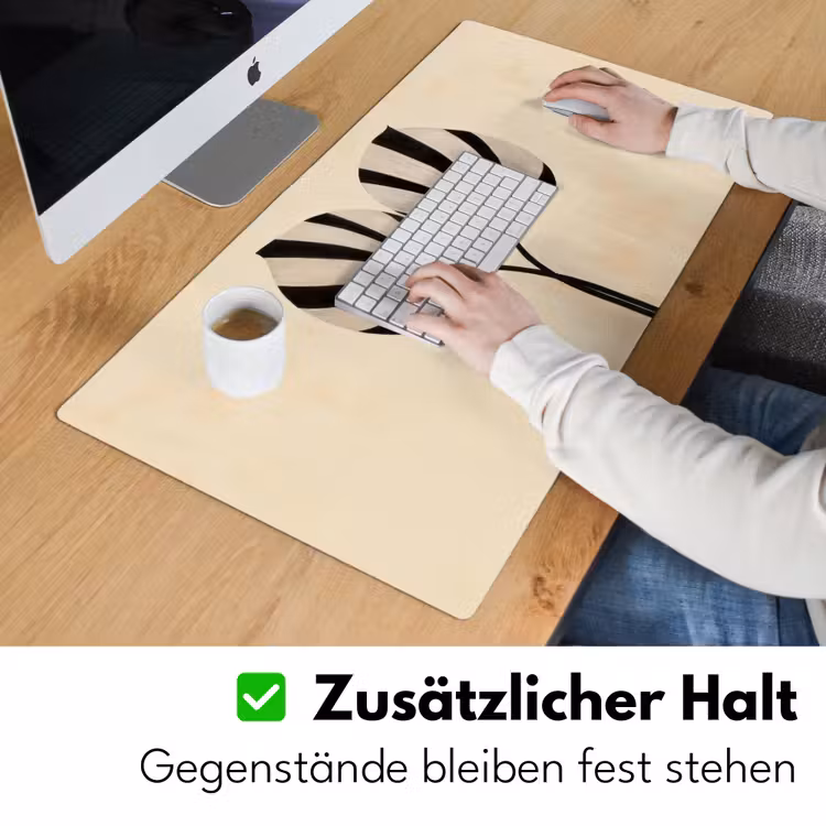 Bladeren - Gestreept - Stengel - Beige Muismat XXL klein -ysfeer3_duits