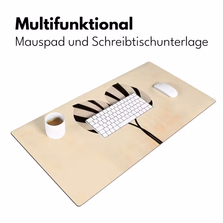 Bladeren - Gestreept - Stengel - Beige Muismat XXL klein -ysfeer4_duits