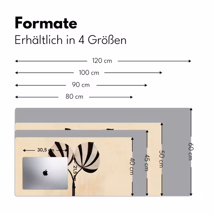 Bladeren - Gestreept - Stengel - Beige Muismat XXL klein -ysfeer5_duits