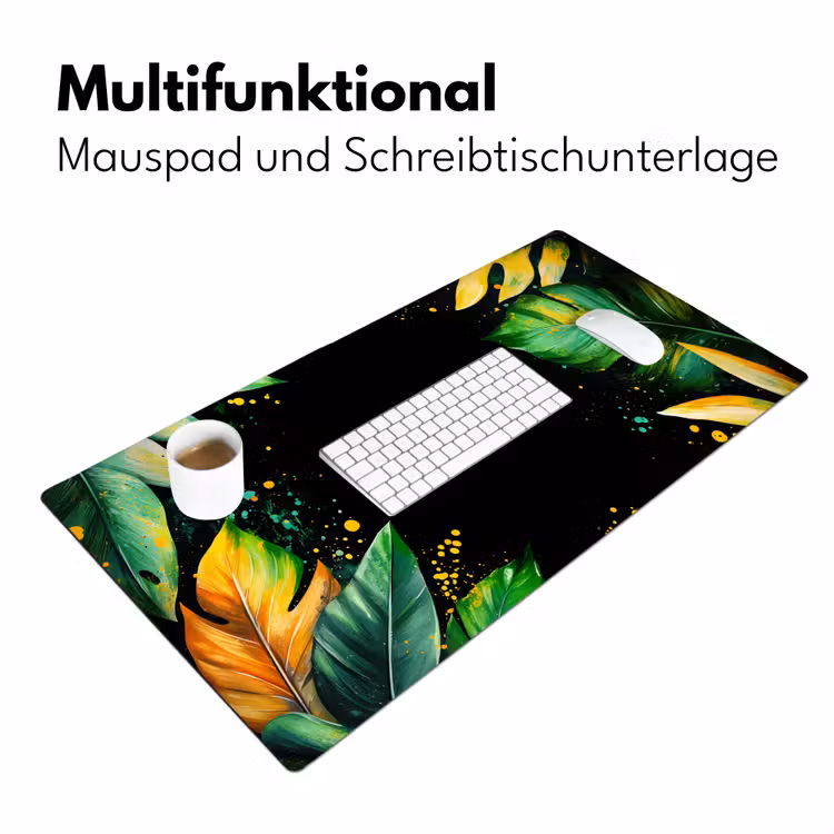Bladeren - Groen - Geel - Verf - Jungle Muismat XXL klein -ysfeer4_duits