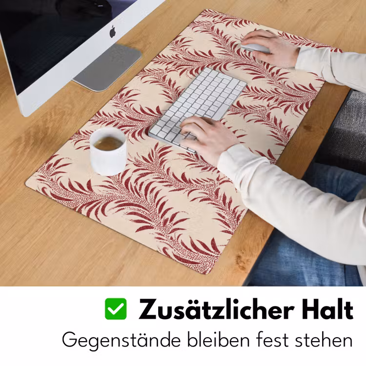 Bladeren - Linnen - Rood Muismat XXL klein 681 -ysfeer3_duits