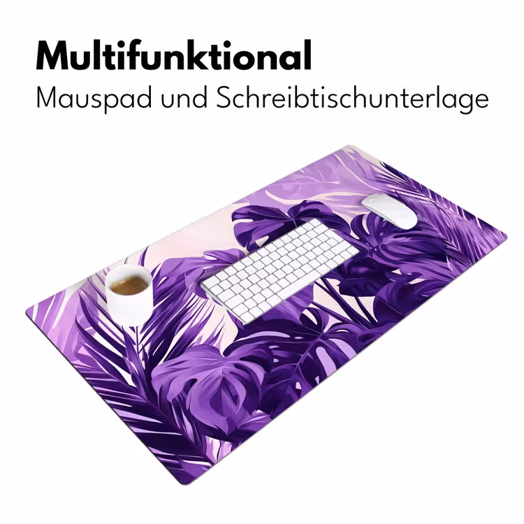 Bladeren - Paars - Tropisch - Abstract Muismat XXL klein -ysfeer4_duits