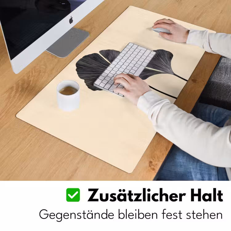 Bladeren - Minimalistisch - Zwart Muismat XXL klein -ysfeer3_duits