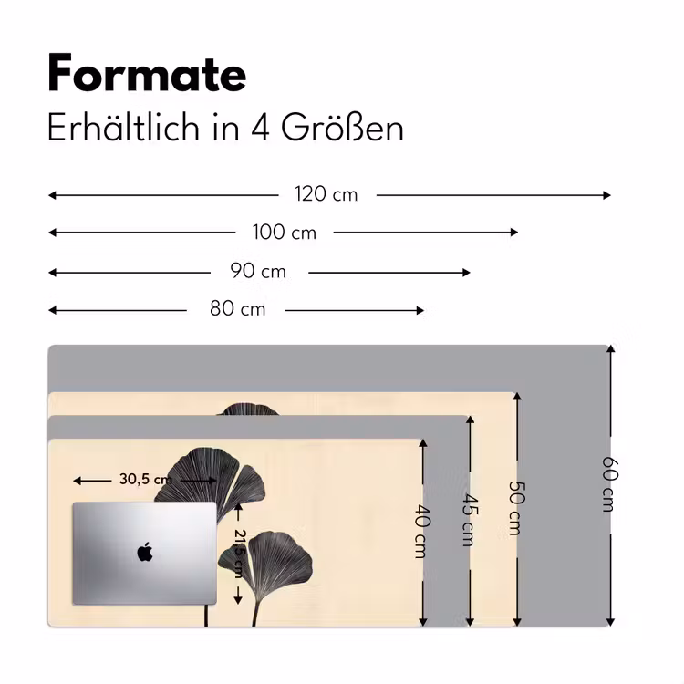 Bladeren - Minimalistisch - Zwart Muismat XXL klein -ysfeer5_duits