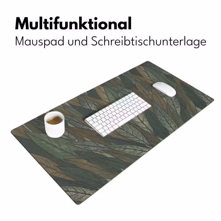 Bladeren - Patroon - Gestippeld - Natuur - Groen Muismat XXL klein -ysfeer4_duits