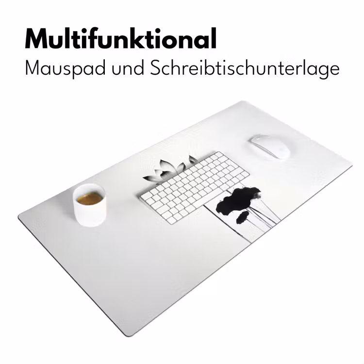 Bladeren - Zwart - Lotusbloem - Minimalitisch Muismat XXL klein -ysfeer4_duits