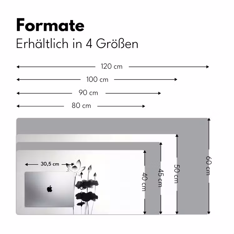 Bladeren - Zwart - Lotusbloem - Minimalitisch Muismat XXL klein -ysfeer5_duits