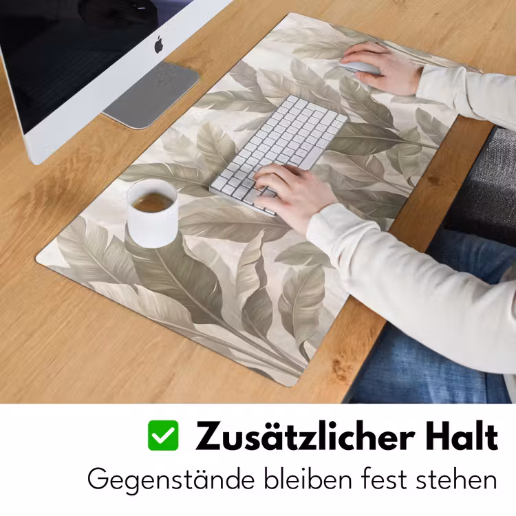 Bladeren - Tropisch - Natuur - Abstract - Beige Muismat XXL klein -ysfeer3_duits