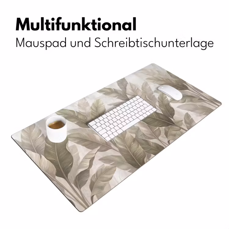 Bladeren - Tropisch - Natuur - Abstract - Beige Muismat XXL klein -ysfeer4_duits