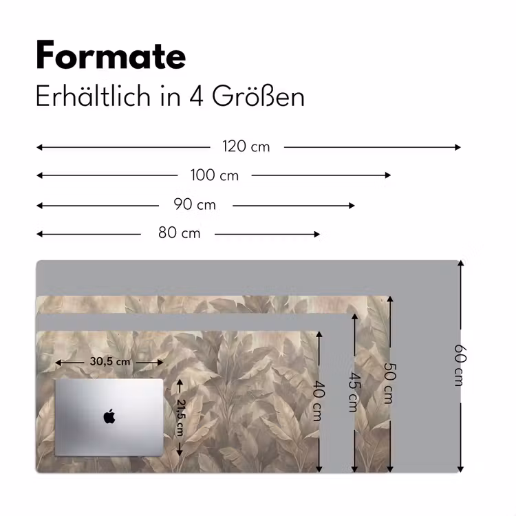 Bladeren - Tropisch - Natuur - Modern - Beige Muismat XXL klein -ysfeer5_duits