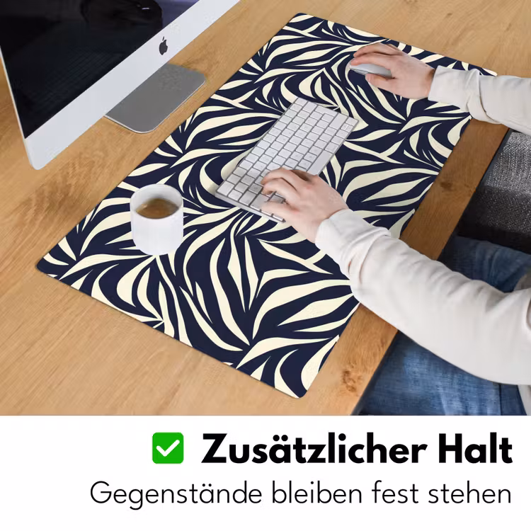 Bladvormen - Blauw - Patroon - Wit Muismat XXL klein 681 -ysfeer3_duits