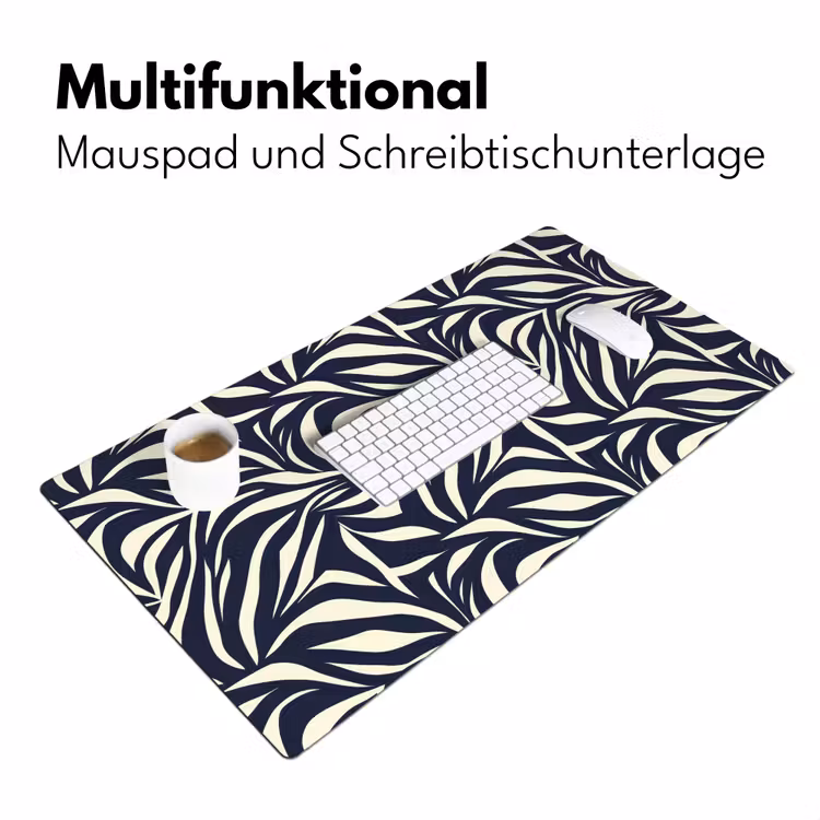 Bladvormen - Blauw - Patroon - Wit Muismat XXL klein 681 -ysfeer4_duits